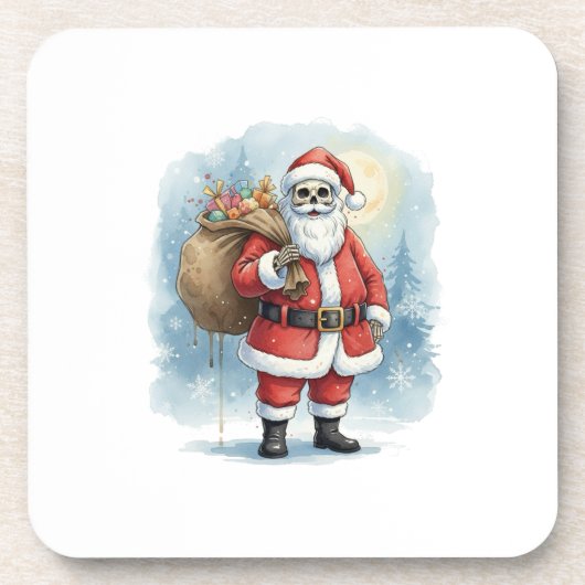 Skeleton Santa Claus Getränkeuntersetzer (Vorderseite)