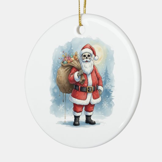 Skeleton Santa Claus Keramik Ornament (Links)