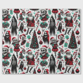 Skeleton Santa & Death Creepta Weihnachtsmuster Geschenkpapier (Flach)