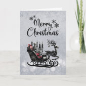 Skeleton Santa Gothic Weihnachtskarte Karte (Vorderseite)