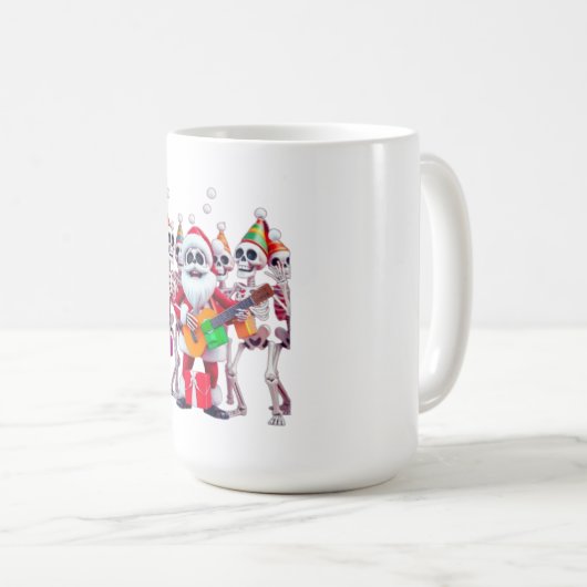 **Skeleton Santa Party – Funny 3D Christmas Skelet Kaffeetasse (VorderseiteRechts)