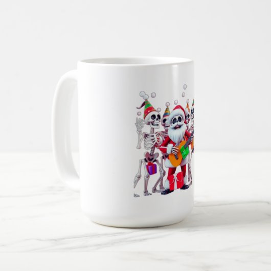 **Skeleton Santa Party – Funny 3D Christmas Skelet Kaffeetasse (Vorderseite Links)