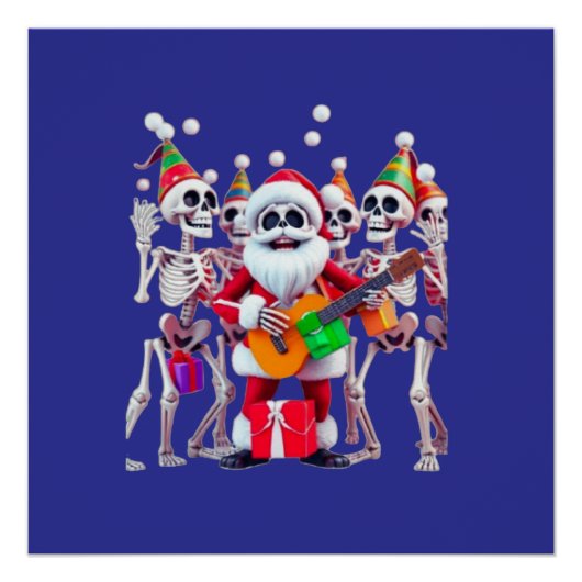**Skeleton Santa Party – Funny 3D Christmas Skelet Poster (Vorderseite)