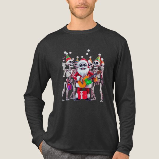 **Skeleton Santa Party – Funny 3D Christmas Skelet Tri-Blend Shirt (Vorderseite)