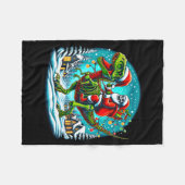 Skeleton Santa Riding T Rex Dinosaur Funny Christm Fleecedecke (Vorderseite (Horizontal))