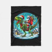 Skeleton Santa Riding T Rex Dinosaur Funny Christm Fleecedecke (Vorderseite)