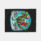 Skeleton Santa Riding T Rex Dinosaur Funny Christm Fleecedecke (Vorderseite (Horizontal))