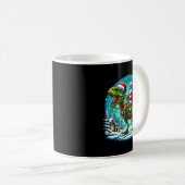 Skeleton Santa Riding T Rex Dinosaur Funny Christm Kaffeetasse (VorderseiteRechts)