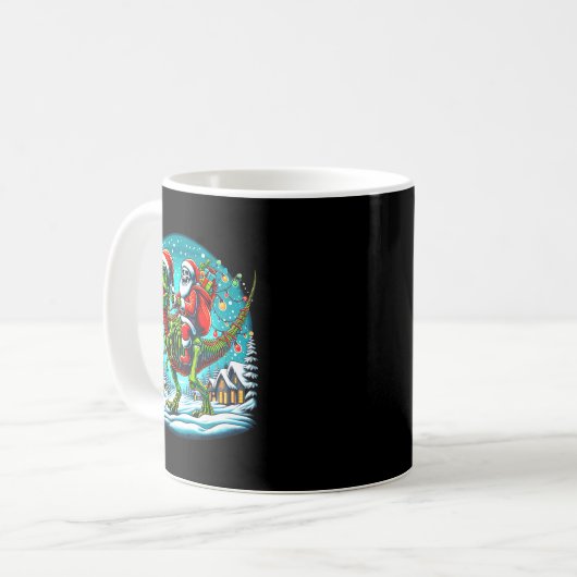 Skeleton Santa Riding T Rex Dinosaur Funny Christm Kaffeetasse (Vorderseite Links)