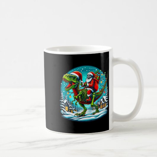 Skeleton Santa Riding T Rex Dinosaur Funny Christm Kaffeetasse (Rechts)
