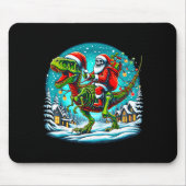 Skeleton Santa Riding T Rex Dinosaur Funny Christm Mousepad (Vorne)