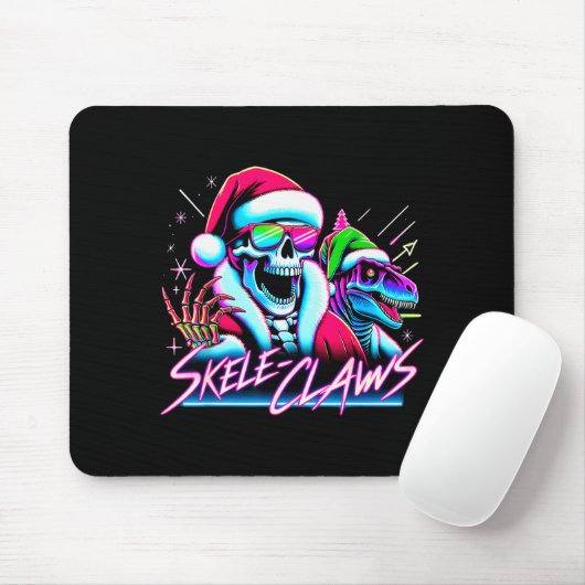 Skeleton Santa Riding T Rex Dinosaur Funny Christm Mousepad (Mit Mouse)