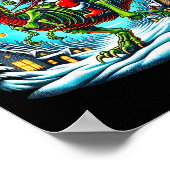 Skeleton Santa Riding T Rex Dinosaur Funny Christm Poster (Ecke)