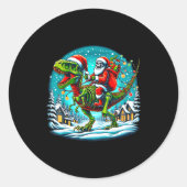 Skeleton Santa Riding T Rex Dinosaur Funny Christm Runder Aufkleber (Vorderseite)