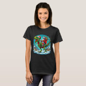 Skeleton Santa Riding T Rex Dinosaur Funny Christm T-Shirt (Vorne ganz)