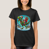 Skeleton Santa Riding T Rex Dinosaur Funny Christm T-Shirt (Vorderseite)