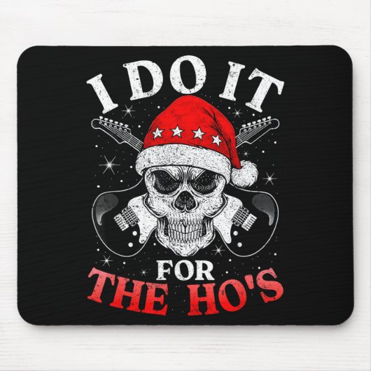 Skeleton Santa Rocker Inappropriate Funny Guitar G Mousepad (Vorne)
