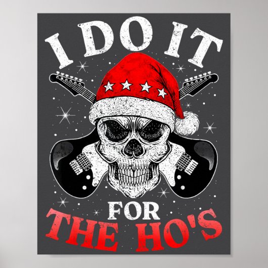 Skeleton Santa Rocker Inappropriate Funny Guitar G Poster (Vorne)