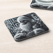 Skeleton Santa Skull | Dark Gothic Christmas Getränkeuntersetzer (Linke Seite)