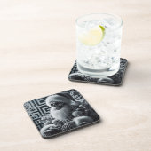 Skeleton Santa Skull | Dark Gothic Christmas Getränkeuntersetzer (Rechte Seite)