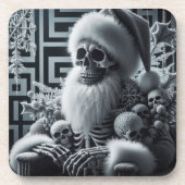 Skeleton Santa Skull | Dark Gothic Christmas Getränkeuntersetzer (Vorderseite)