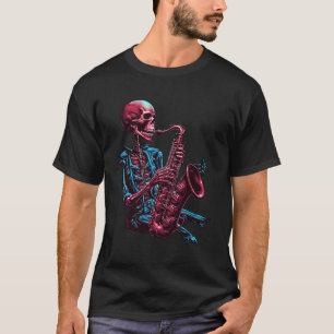 Skeleton Saxophon Musiker Skelett T-Shirt