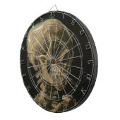 Skeleton Schädel mit brennender Zigarette durch Dartscheibe (Vorderseite rechts)