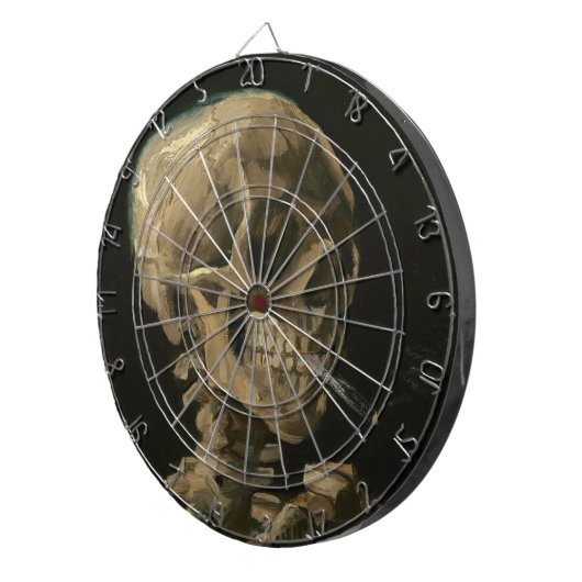 Skeleton Schädel mit brennender Zigarette durch Dartscheibe (Vorderseite rechts)