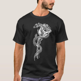 Skeleton Schlangen-und Rosen-Druck T-Shirt