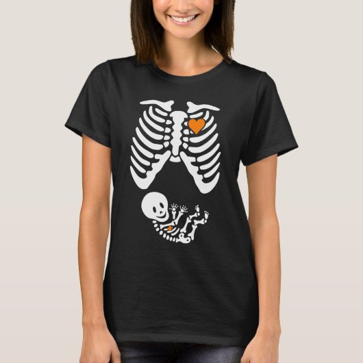 Skeleton Schwangerschaft Ankündigung XRay Hallowee T-Shirt (Vorderseite)