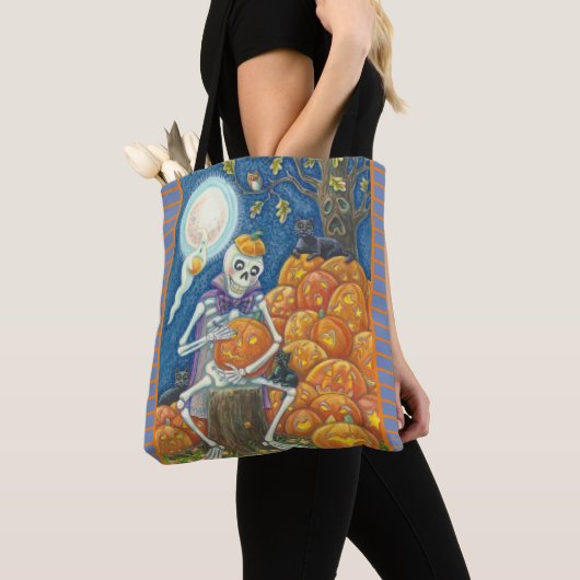 SKELETON, SCHWARZE KATZEN, JACK SOLLTEN SCHWANKEN TASCHE (Von Nahem)