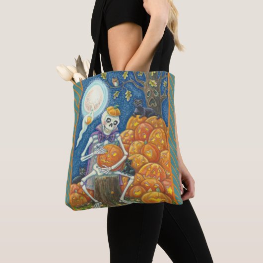 SKELETON, SCHWARZE KATZEN, JACK SOLLTEN SCHWANKEN TASCHE (Von Nahem)