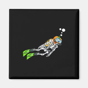 Skeleton Scu Diving Halloween Pumpkin Diver Magnet