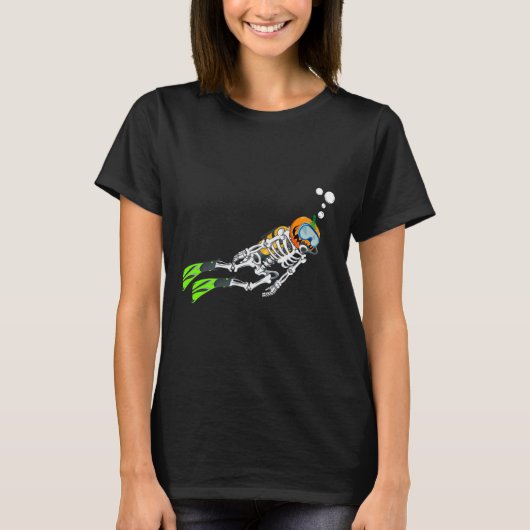 Skeleton Scu Diving Halloween Pumpkin Diver T-Shirt (Vorderseite)