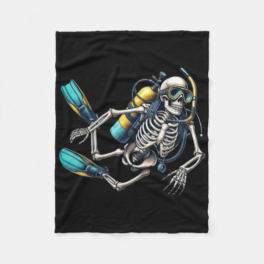Skeleton Scu Diving Halloween Skeleton Scu Diver Fleecedecke (Vorderseite)