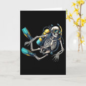 Skeleton Scu Diving Halloween Skeleton Scu Diver Karte (Gelbe Blume)