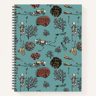 Skeleton Scuba Diver Spiral Notebook Notizblock