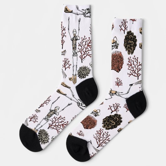 Skeleton Scuba Divers & Coral Socken (Linkes Detail)