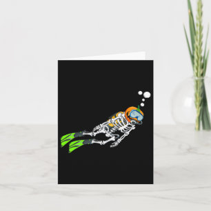 Skeleton Scuba Diving Halloween Pumpkin Diver Karte