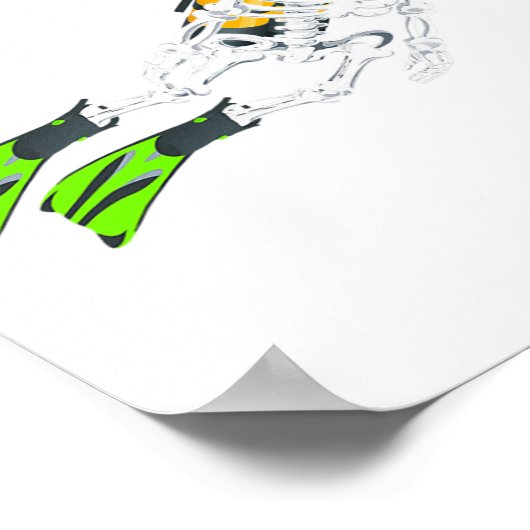 Skeleton Scuba Diving Halloween Pumpkin Diver Poster (Ecke)