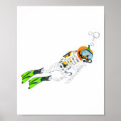 Skeleton Scuba Diving Halloween Pumpkin Diver Poster (Vorne)