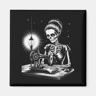 Skeleton Sewer Quilter Funny Sewing Lover Hallowee Magnet