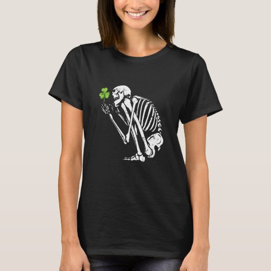 Skeleton Shamrock St Patricks Day C Leprechaun Hat T-Shirt (Vorderseite)