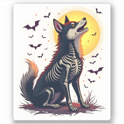 Skeleton Shiba Scream Aufkleber (Vorderseite)