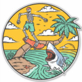 Skeleton Skateboard Typ Stranded Island Shark Aufkleber (Vorderseite)