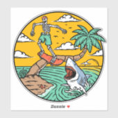 Skeleton Skateboard Typ Stranded Island Shark Aufkleber (Blatt)