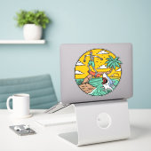 Skeleton Skateboard Typ Stranded Island Shark Aufkleber (Laptop auf Schreibtisch)