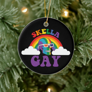 Skeleton Skella Gay Rainbow Pride Month Keramik Ornament