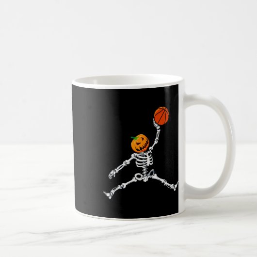 Skeleton Sketll Halloween Pumpkin Slam Dunk Kaffeetasse (Rechts)