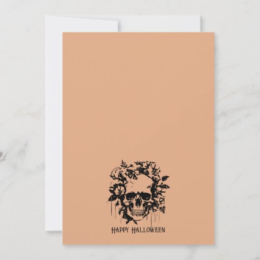 Skeleton Skull Blume Minze Halloween-Party Einladung (Rückseite)